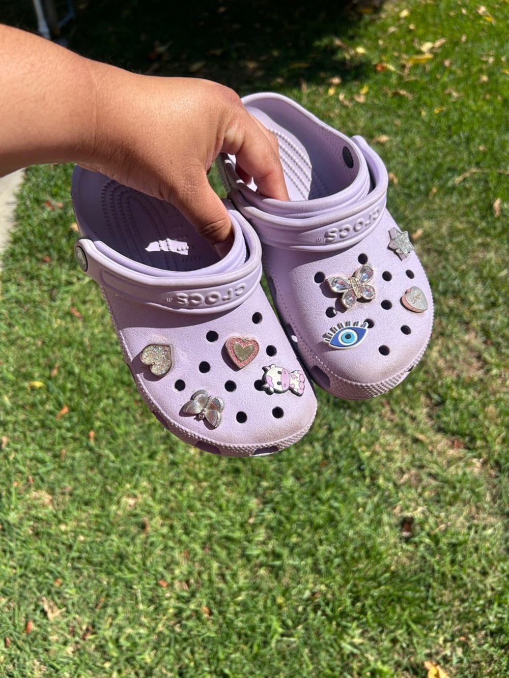 CROCS Kids Lavender Slip-On Clogs with Decorative Charms